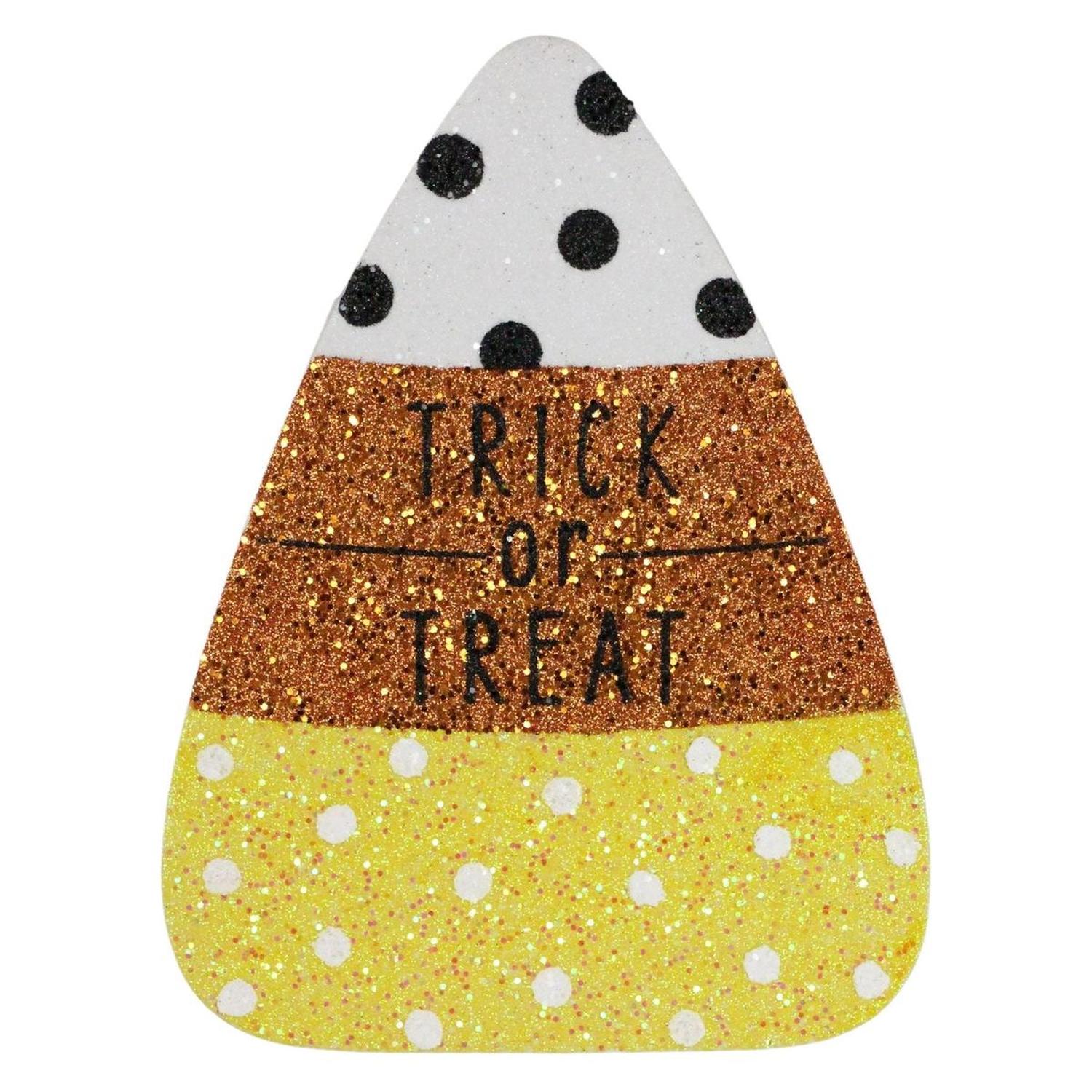 9.5" Glitter Eva Trick or Treat Candy Corn Sign