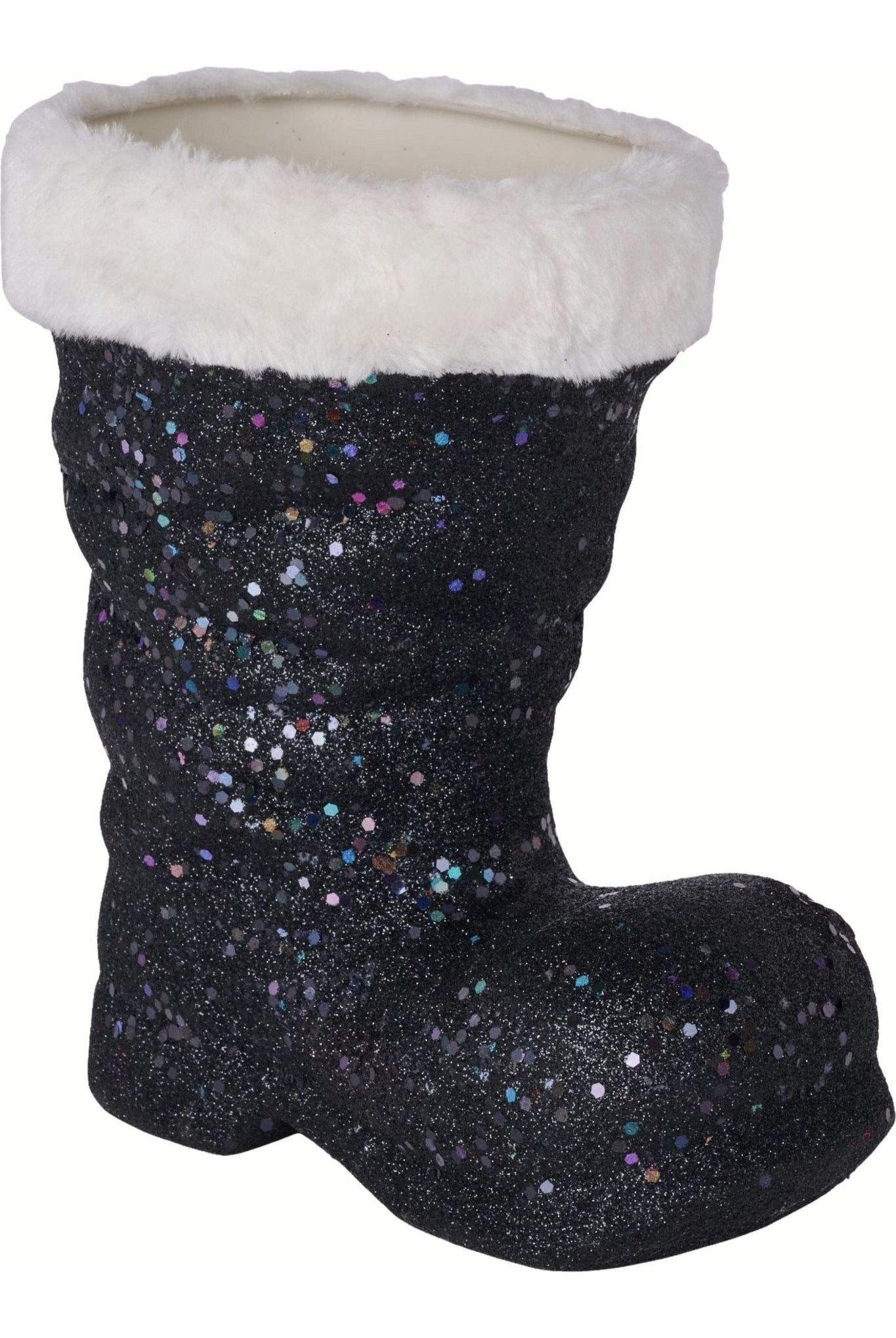 Shop For 9.5" Glitter Fur Santa Boot: Black XC723402