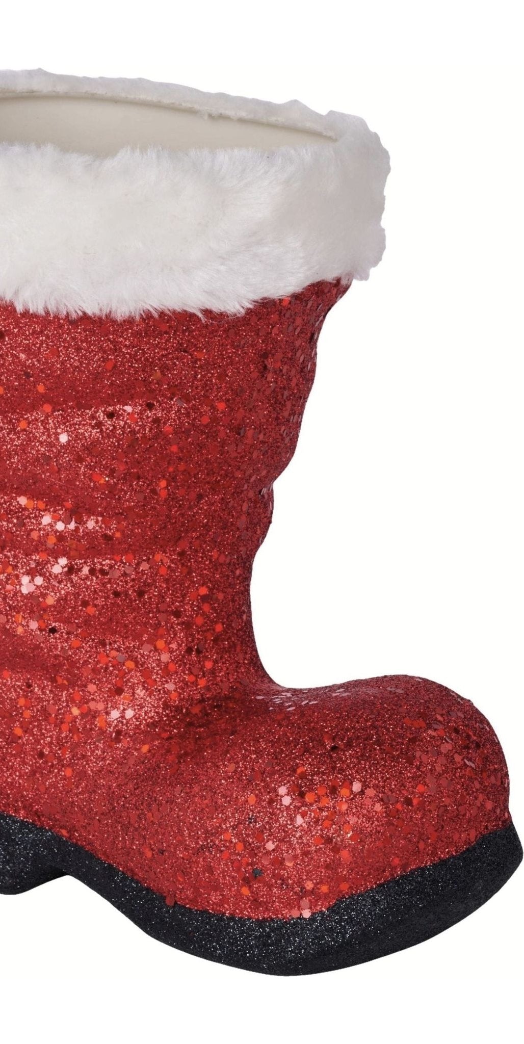 9.5" Glitter Fur Santa Boot: Red - Michelle's aDOORable Creations - Holiday Ornaments