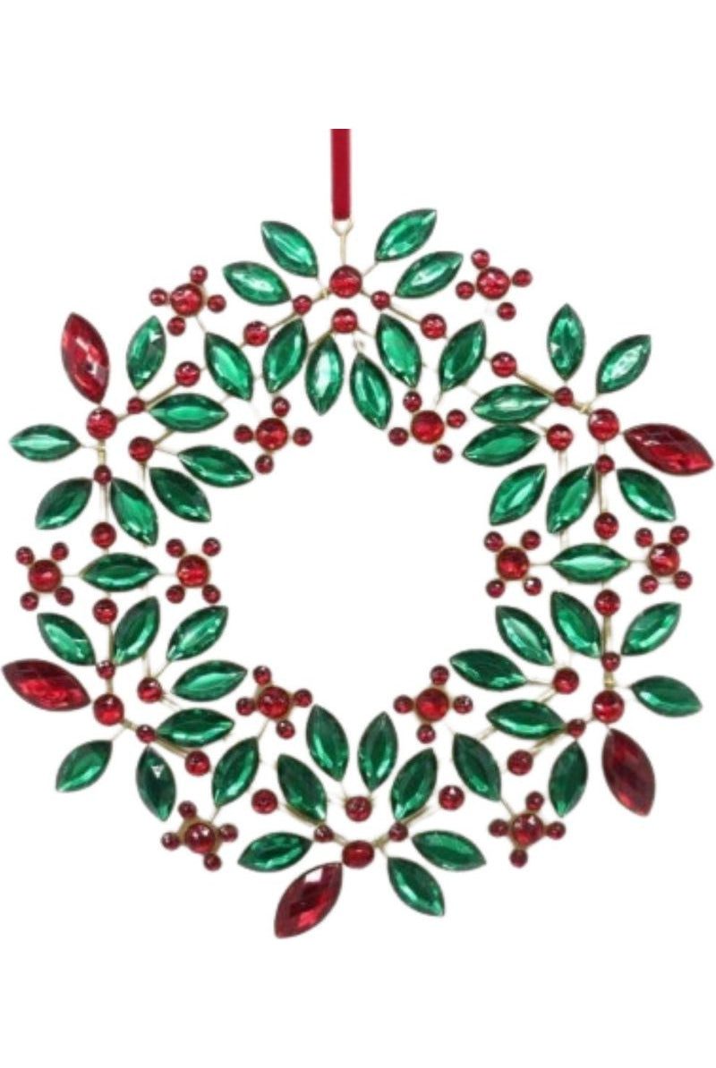 Shop For 9.5" Jeweled Holly Wreath Ornament: Red/Green MTX74400RDGG