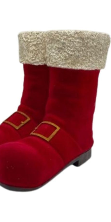 9.5" Resin Flocked Santa Boots Container - Michelle's aDOORable Creations - Holiday Ornaments