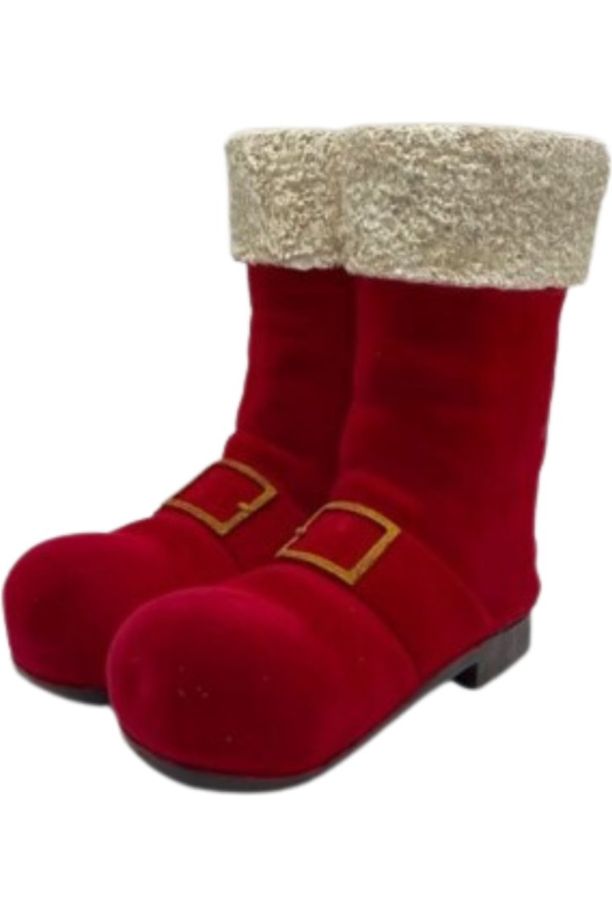 9.5" Resin Flocked Santa Boots Container - Michelle's aDOORable Creations - Holiday Ornaments