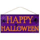 12" Wooden Sign: Purple Happy Halloween