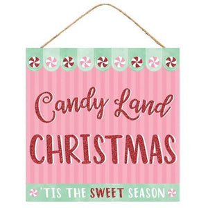 10" Wooden Sign: Candy Land Christmas