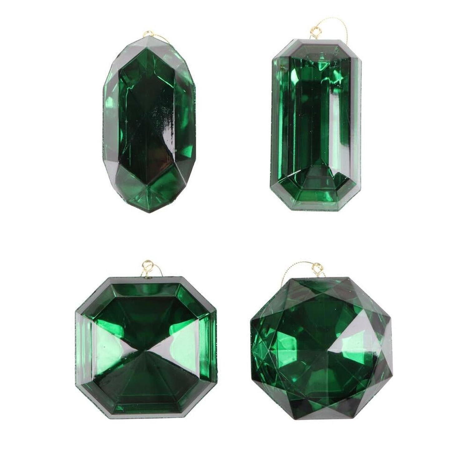 Acrylic Jewel Assortment Ornament: Green (Set 4)