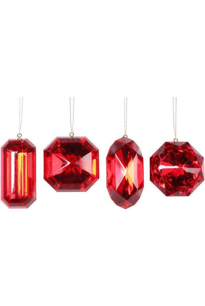 Shop For Acrylic Jewel Assortment Ornament: Red (Set 4) CX958-02