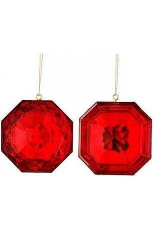 Acrylic Jewel Assortment Ornament: Red (Set 4) - Michelle's aDOORable Creations - Holiday Ornaments