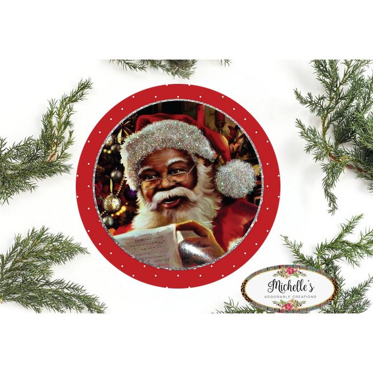 Shop For African American Santa Sign - Wreath Enhancement at Michelle's aDOORable Creations
