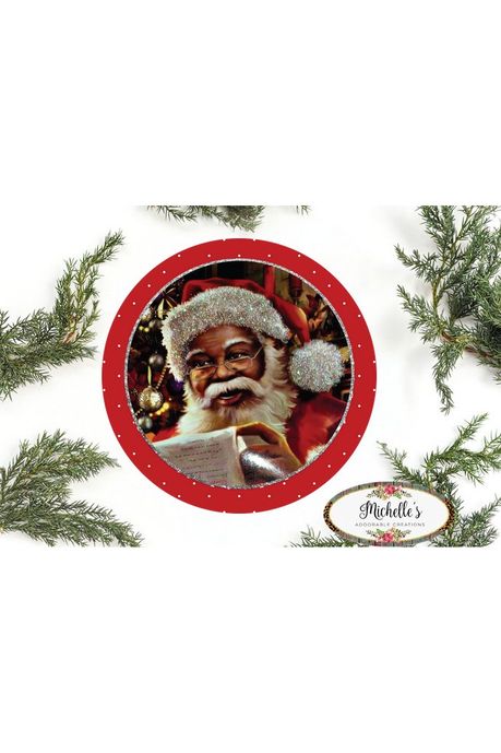 Shop For African American Santa Sign - Wreath Enhancement