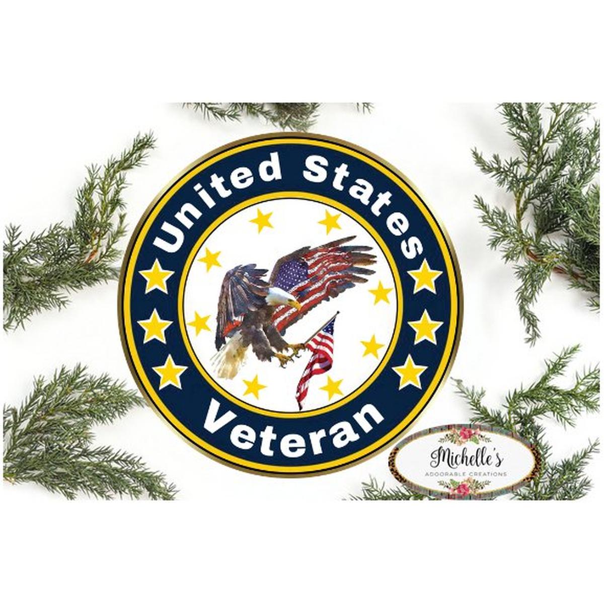 Shop For American Eagle Veteran Round Sign at Michelle's aDOORable Creations