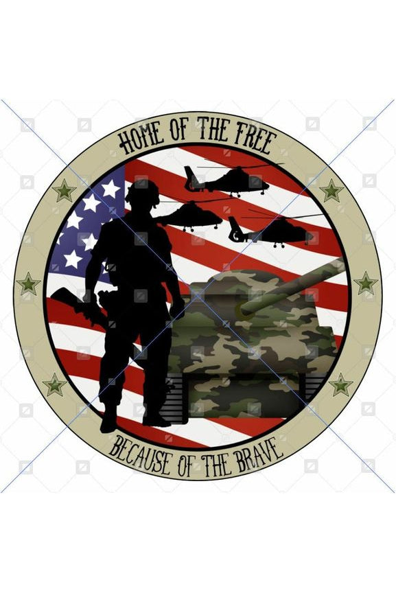 Shop For Army Home of the Brave Round Sign - Wreath Enhancement