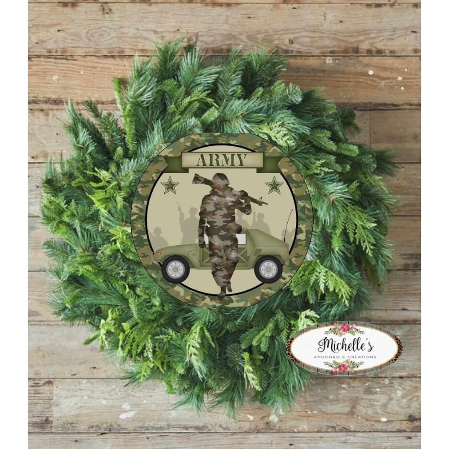 Army Solider Camo Round Sign