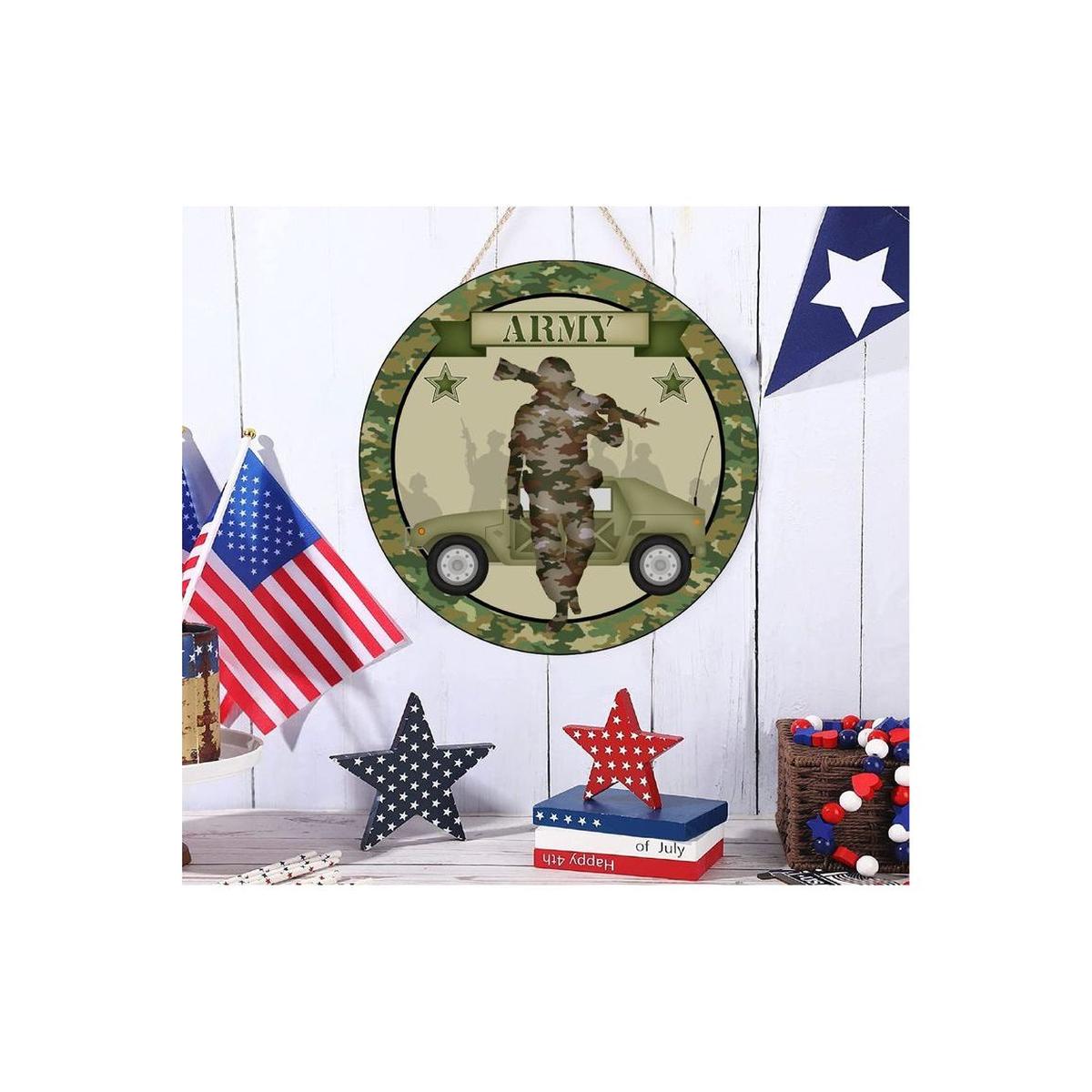 Shop For Army Solider Camo Round Sign at Michelle's aDOORable Creations