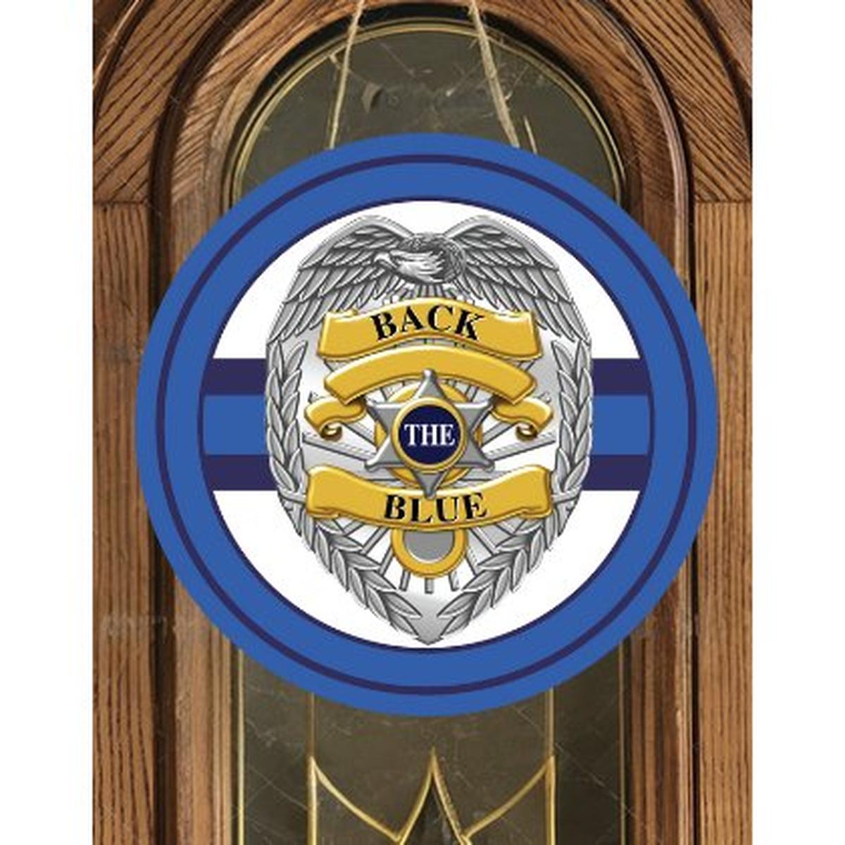 Shop For Back The Blue Badge Shield Round Sign at Michelle's aDOORable Creations