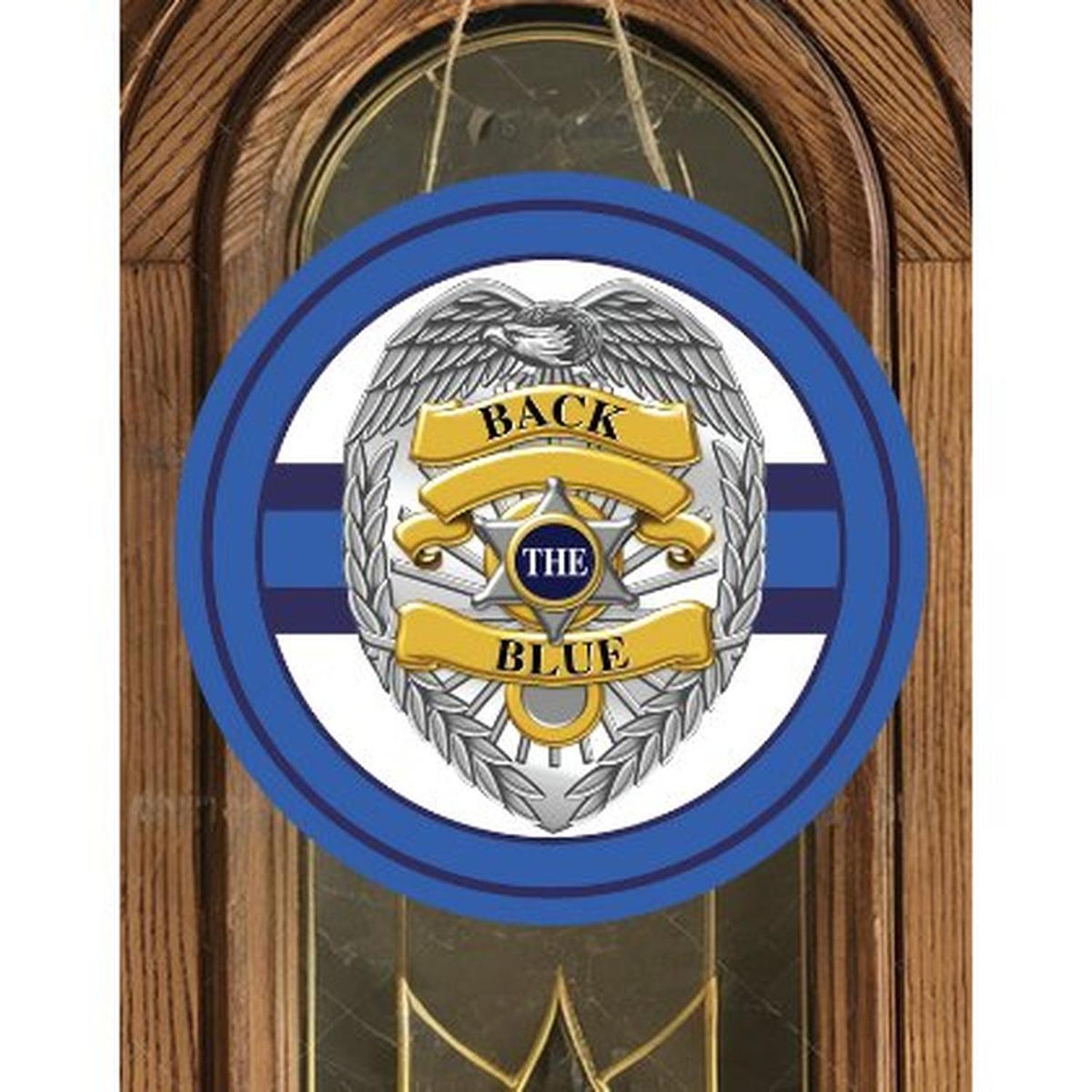 Shop For Back The Blue Badge Shield Round Sign at Michelle's aDOORable Creations