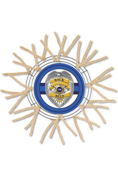 Shop For Back The Blue Badge Shield Round Sign - Wreath Enhancement