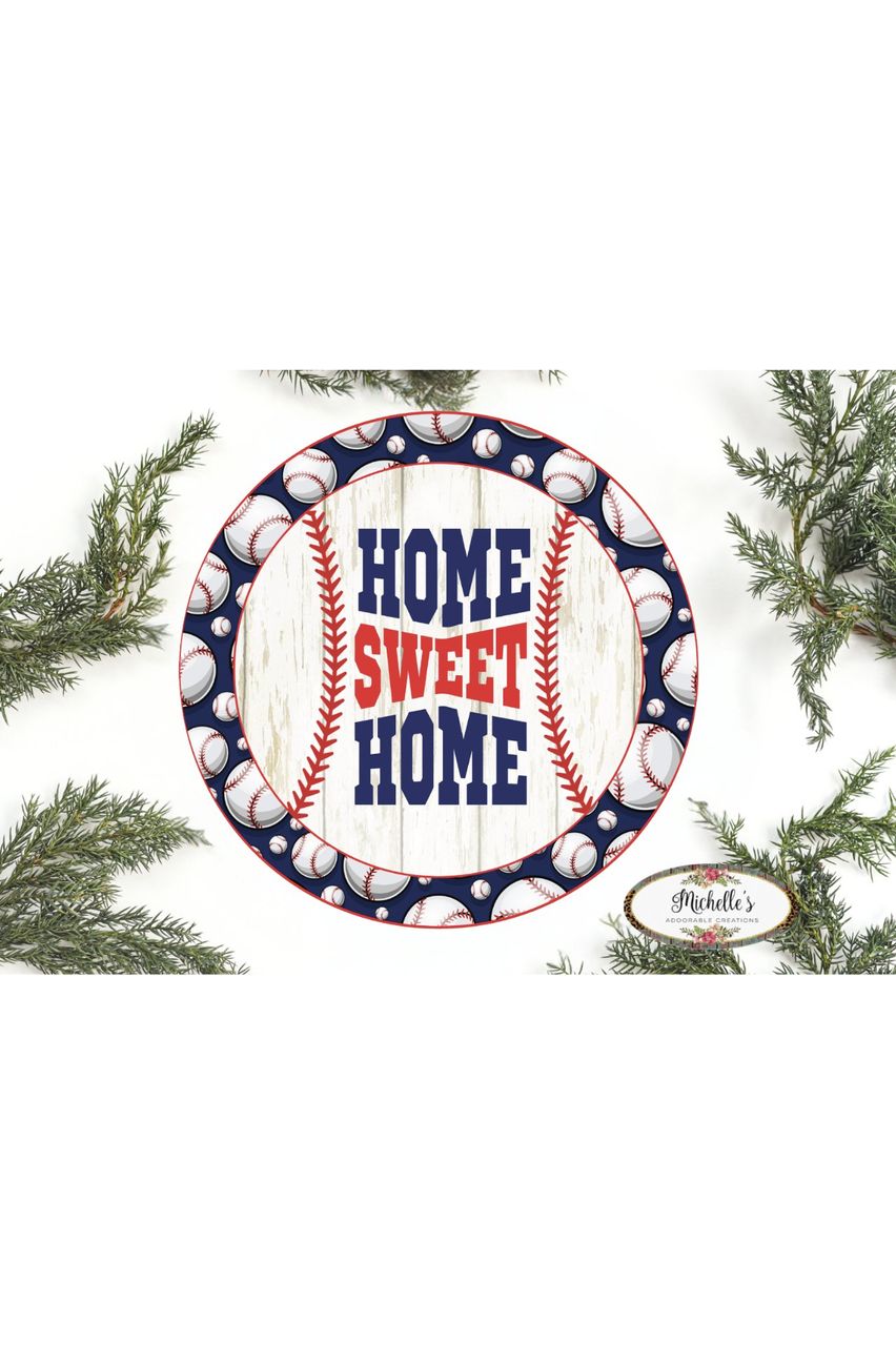 Baseball Home Sweet Home Sign - Wreath Enhancement - Michelle's aDOORable Creations - Signature Signs