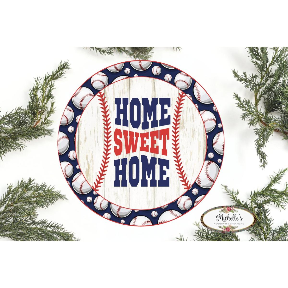 Shop For Baseball Home Sweet Home Sign - Wreath Enhancement at Michelle's aDOORable Creations