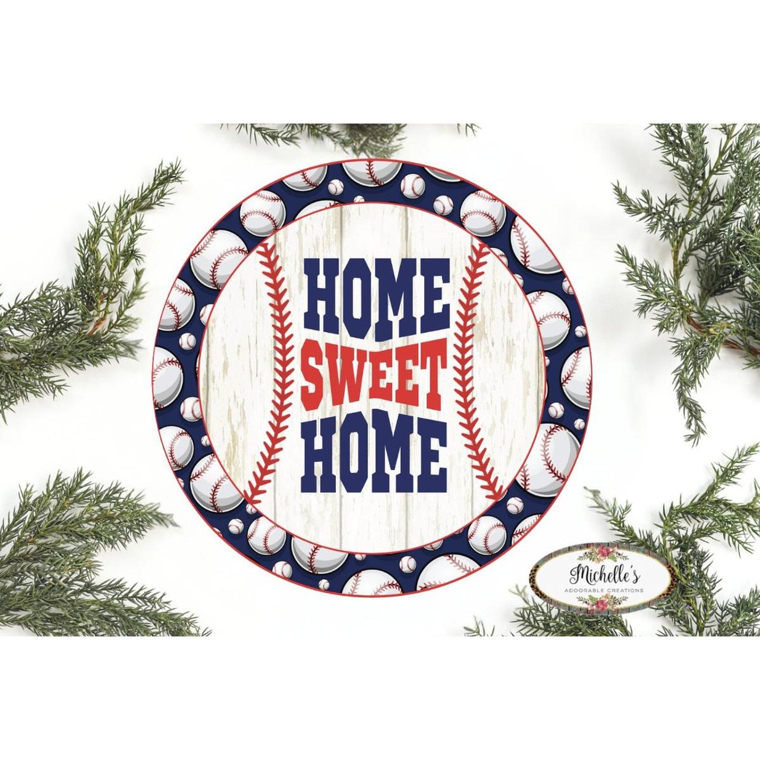 Shop For Baseball Home Sweet Home Sign - Wreath Enhancement at Michelle's aDOORable Creations