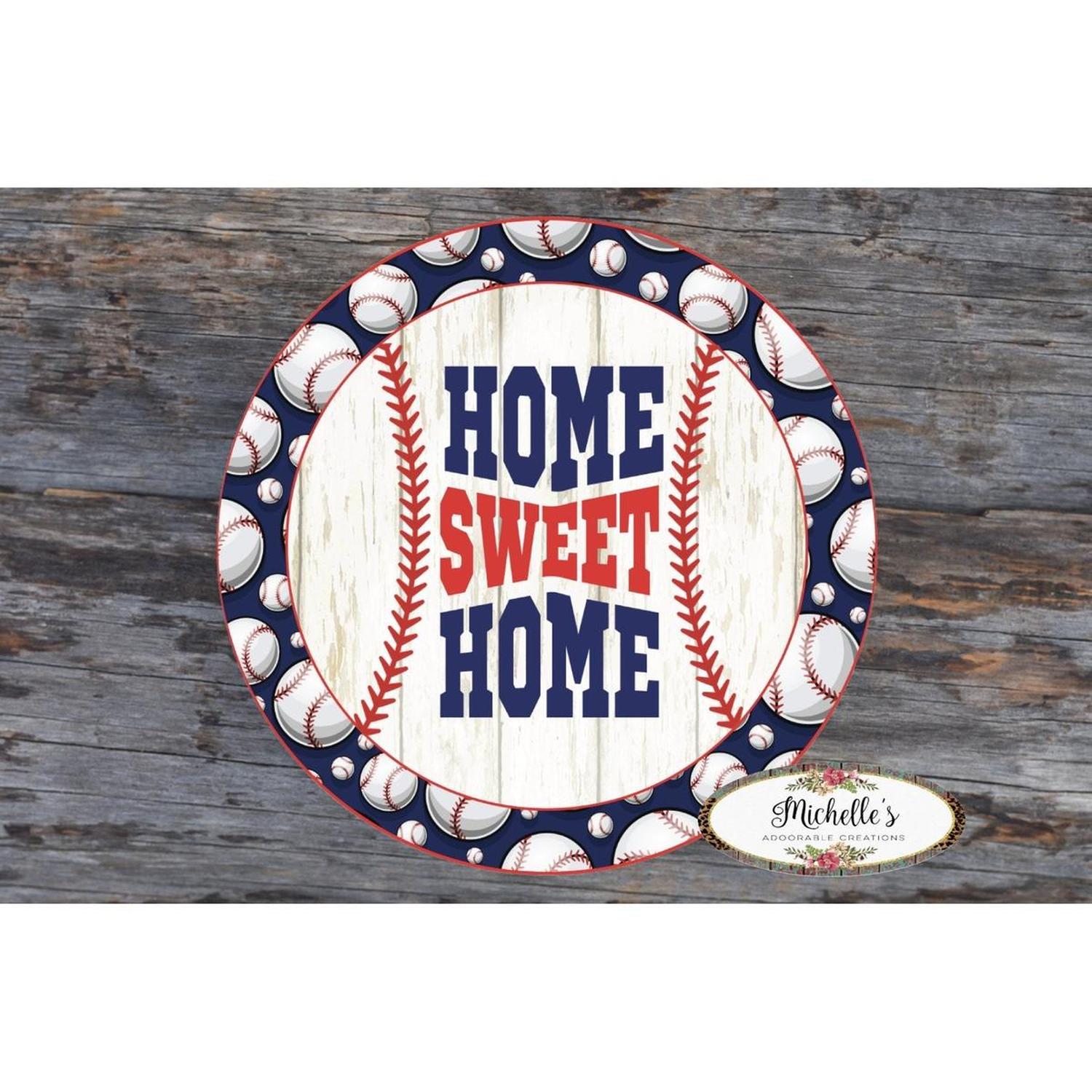 Shop For Baseball Home Sweet Home Sign - Wreath Enhancement at Michelle's aDOORable Creations