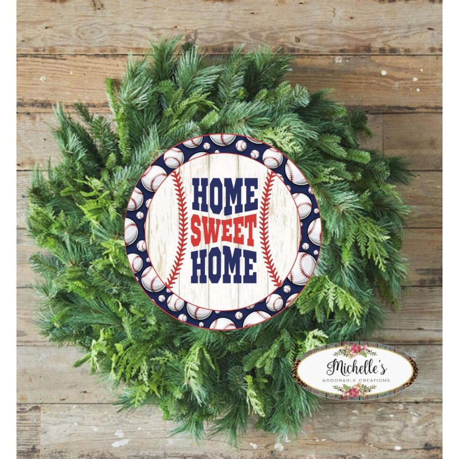 Shop For Baseball Home Sweet Home Sign - Wreath Enhancement at Michelle's aDOORable Creations