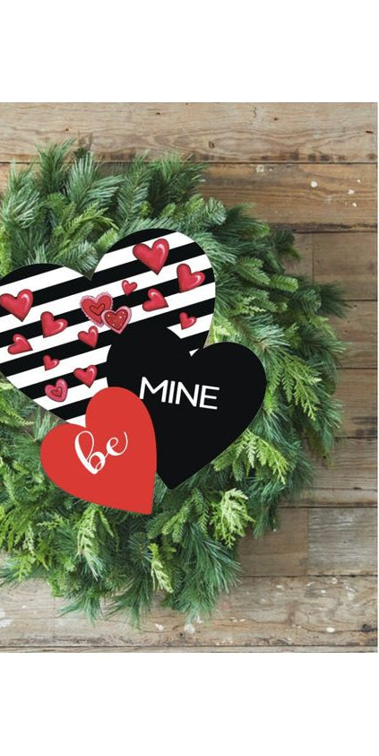 Be Mine Triple Hearts Valentine Sign - Wreath Enhancement - Michelle's aDOORable Creations - Signature Signs