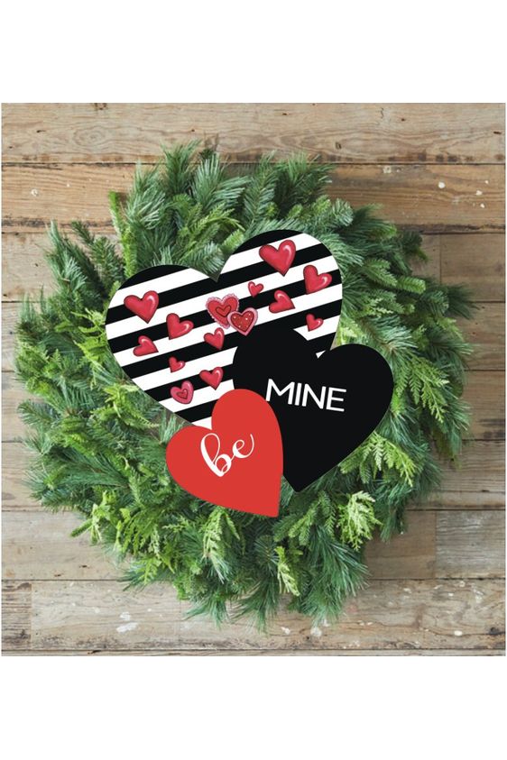 Shop For Be Mine Triple Hearts Valentine Sign - Wreath Enhancement