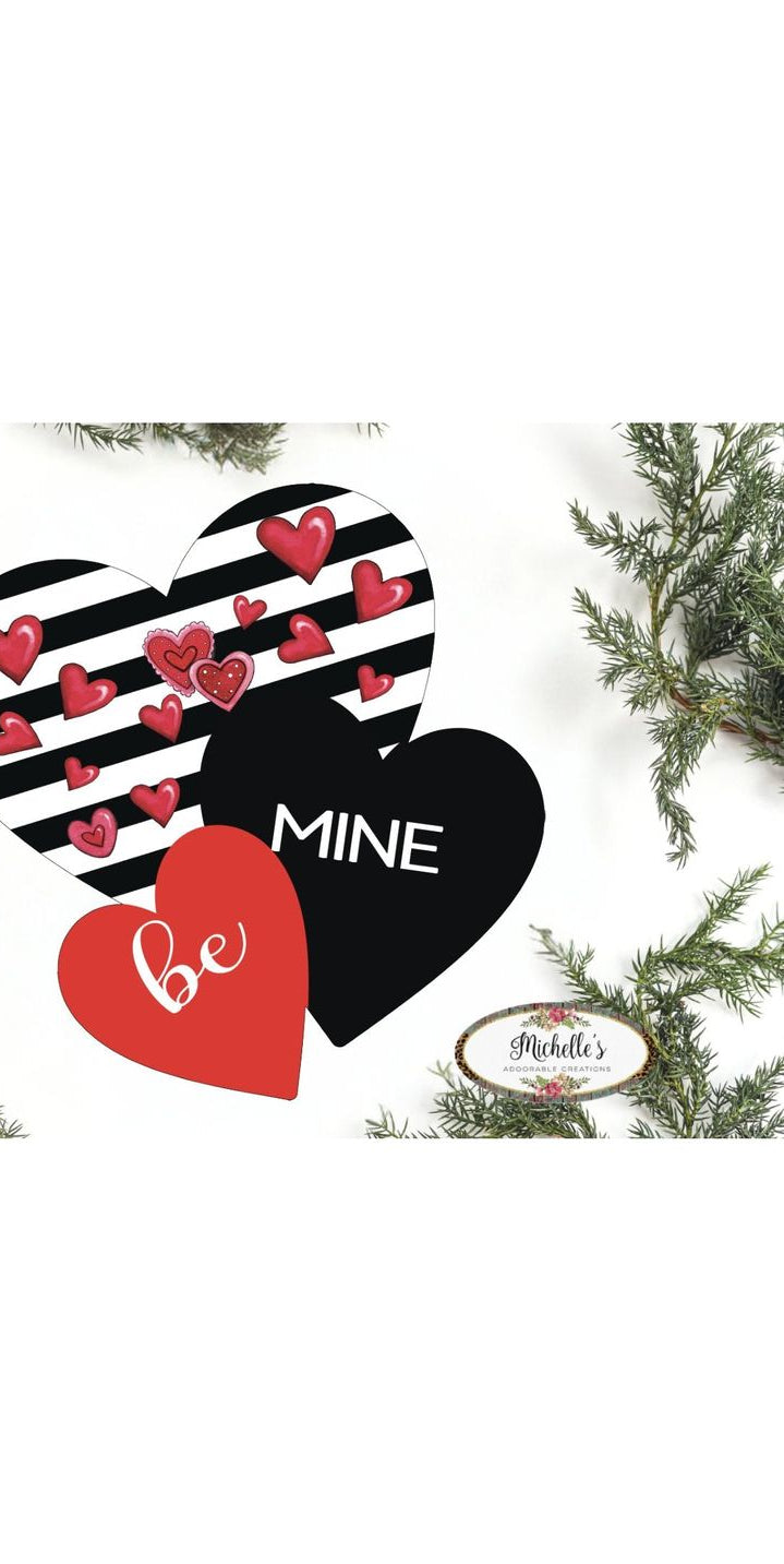Be Mine Triple Hearts Valentine Sign - Wreath Enhancement - Michelle's aDOORable Creations - Signature Signs