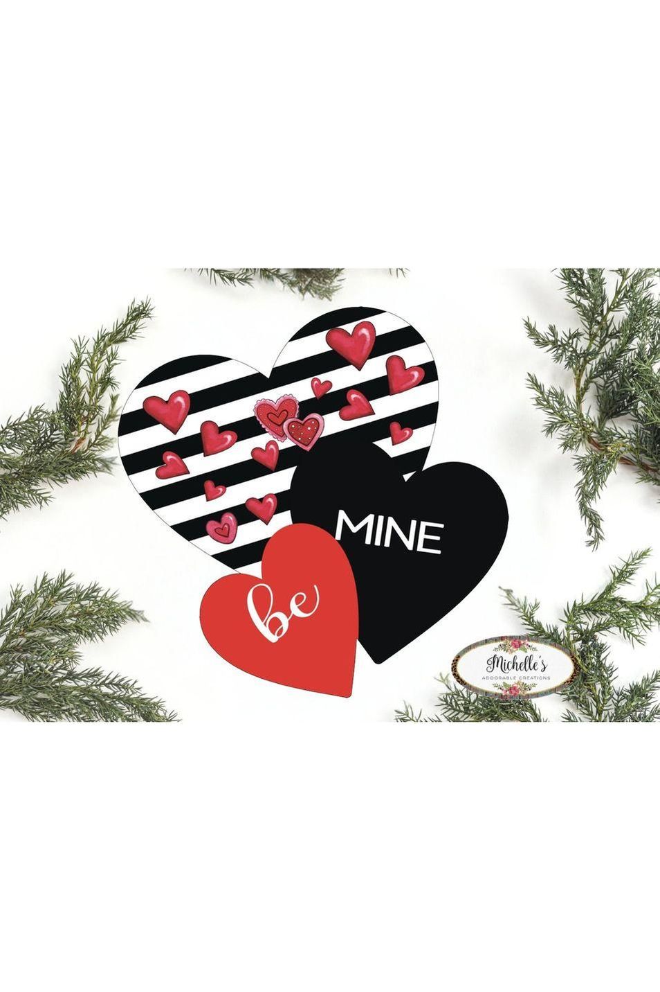 Shop For Be Mine Triple Hearts Valentine Sign - Wreath Enhancement at Michelle's aDOORable Creations