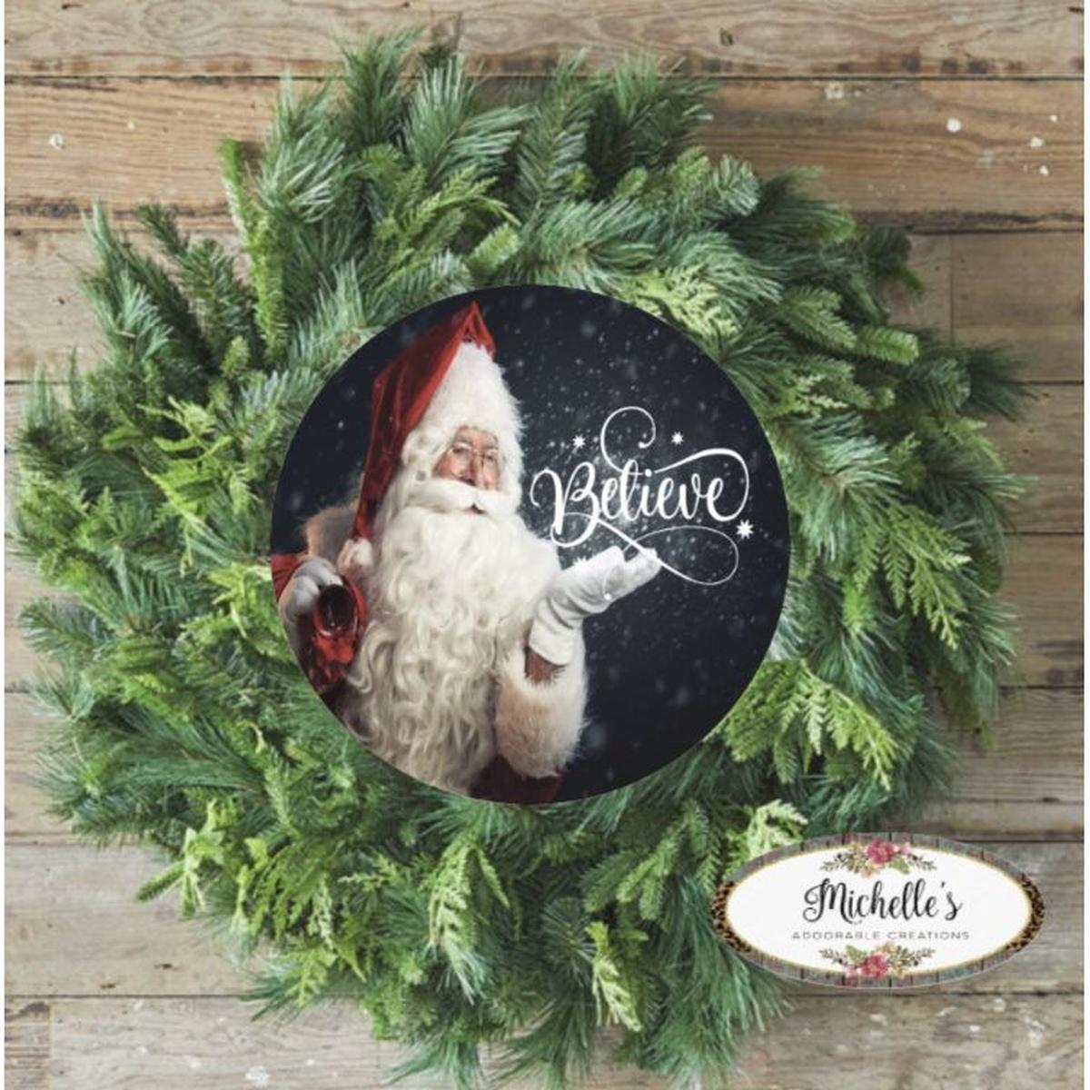 Shop For Believe Santa Claus Sign - Wreath Enhancement at Michelle's aDOORable Creations