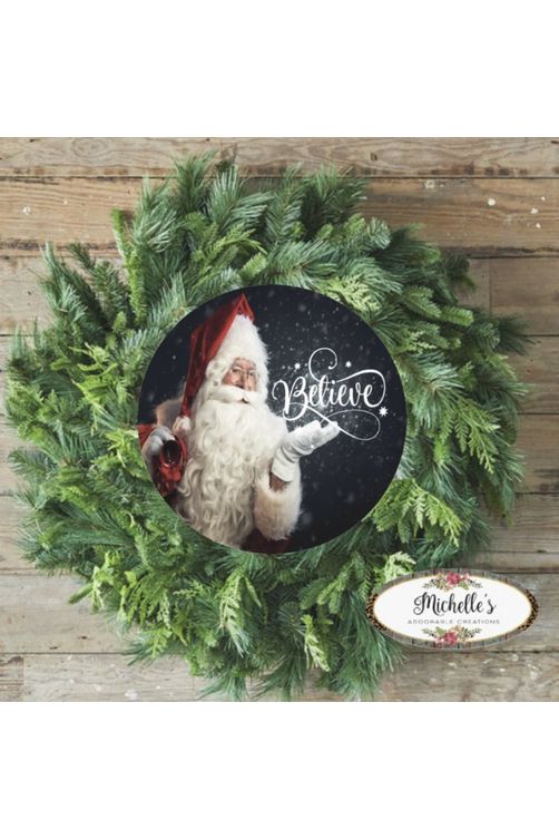 Shop For Believe Santa Claus Sign - Wreath Enhancement