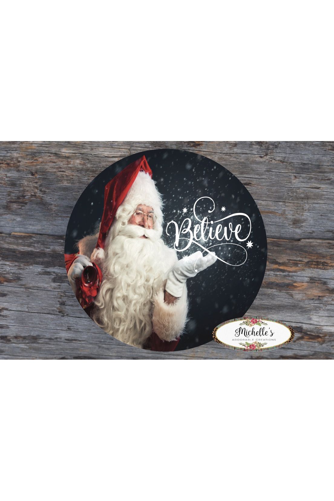 Believe Santa Claus Sign - Wreath Enhancement - Michelle's aDOORable Creations - Signature Signs