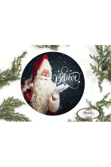 Believe Santa Claus Sign - Wreath Enhancement - Michelle's aDOORable Creations - Signature Signs