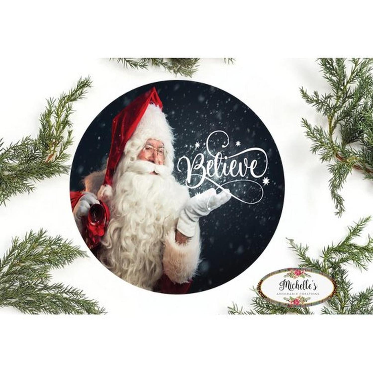 Shop For Believe Santa Claus Sign - Wreath Enhancement at Michelle's aDOORable Creations
