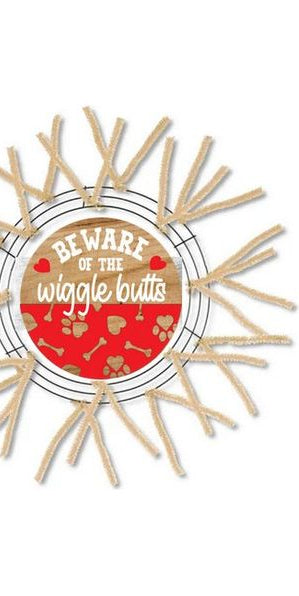 Beware Wiggle Butts Dog Sign - Wreath Enhancement - Michelle's aDOORable Creations - Signature Signs