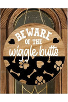 Beware Wiggle Butts Dog Sign - Wreath Enhancement - Michelle's aDOORable Creations - Signature Signs