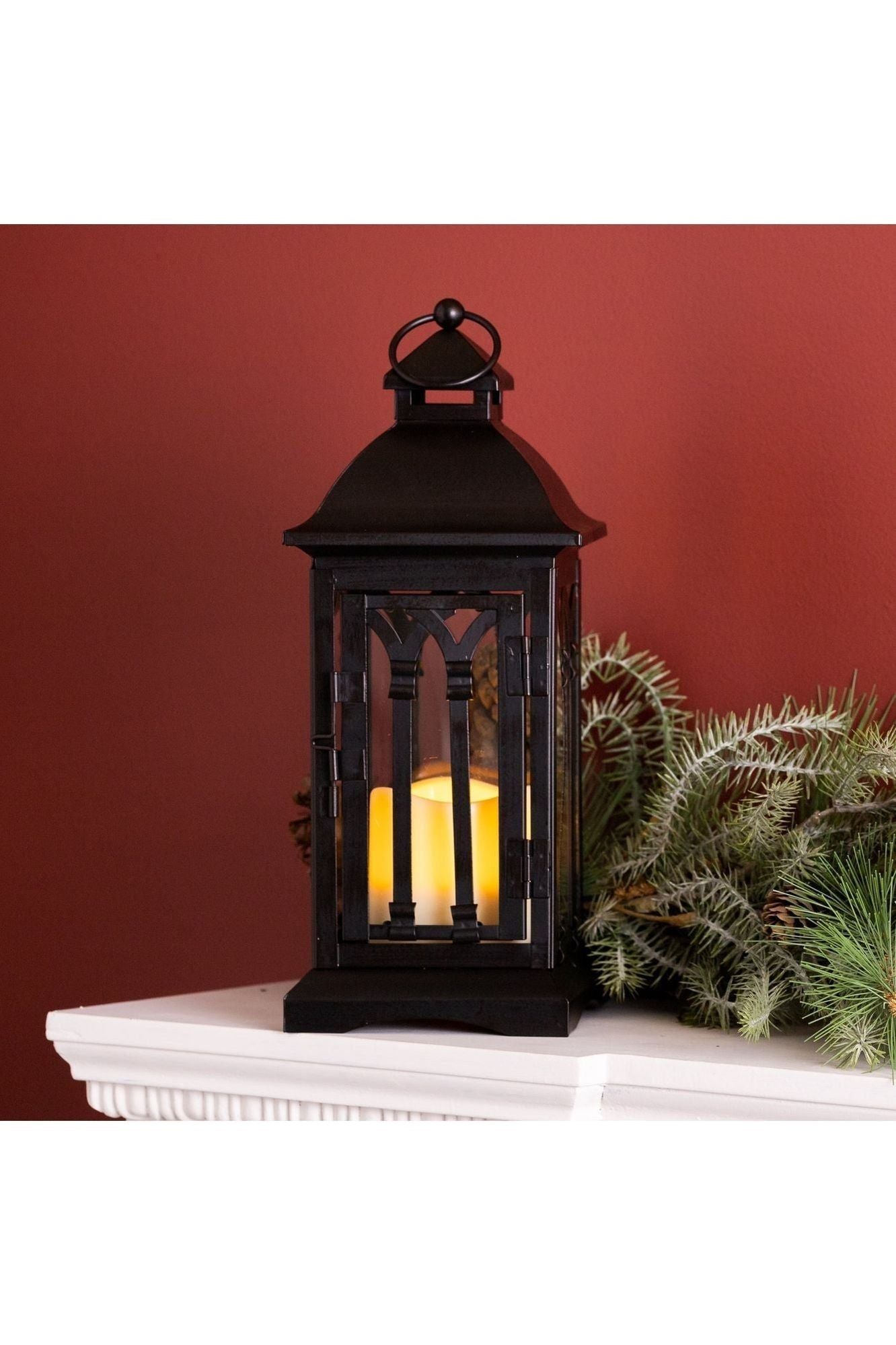 Shop For Black Arch Patterned Lantern with LED Candle (Set of 2) at Michelle's aDOORable Creations