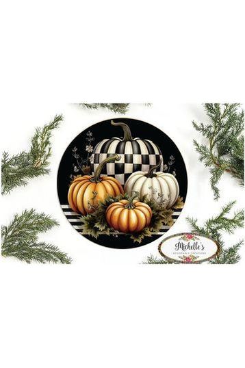 Shop For Black Checked Pumpkin Sign - Wreath Enhancement at Michelle's aDOORable Creations