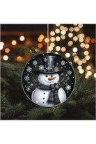 Black Snowflake Snowman Round Sign - Wreath Enhancement - Michelle's aDOORable Creations - Signature Signs
