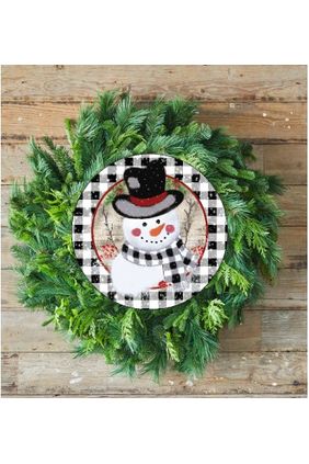 Shop For Black White Plaid Snowman Sign - Wreath Enhancement