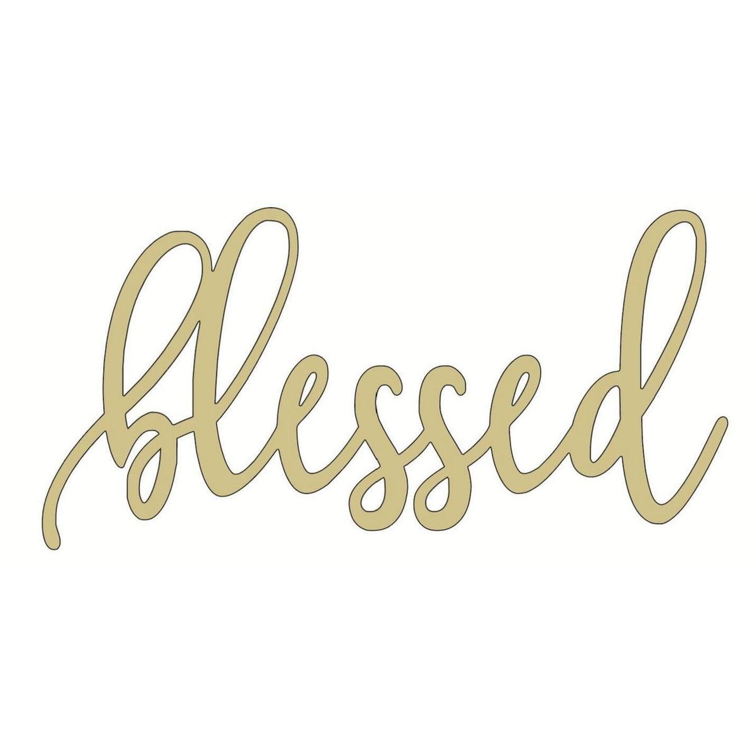 Blessed Script Word Wood Cutout - Unfinished Wood