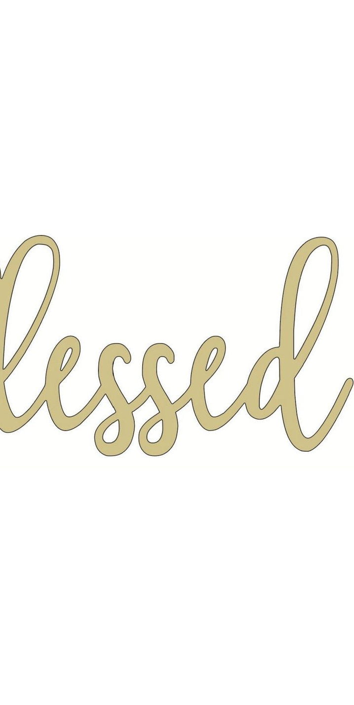 Blessed Script Word Wood Cutout - Unfinished Wood - Michelle's aDOORable Creations - Signature Signs