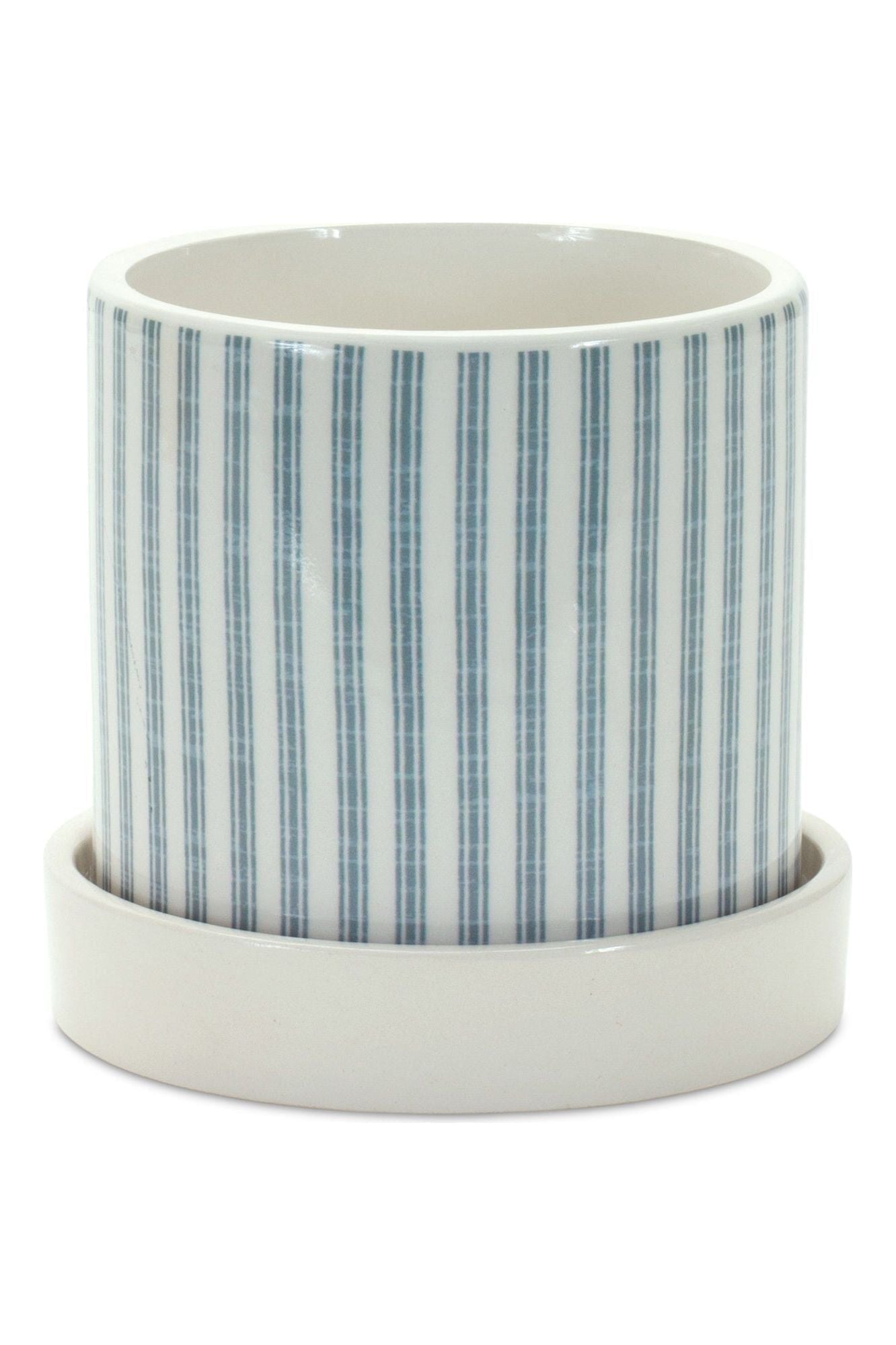 Shop For Blue and White Chicken and Striped Planter (Set of 2) at Michelle's aDOORable Creations