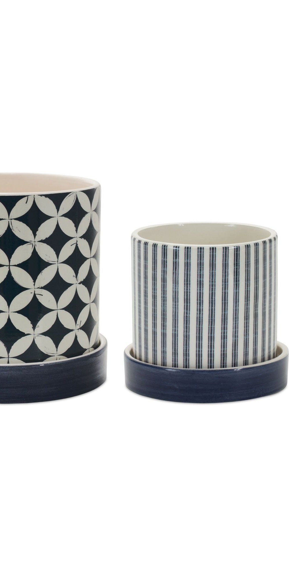 Blue Geometric and Striped Planter (Set of 2) - Michelle's aDOORable Creations - Containers