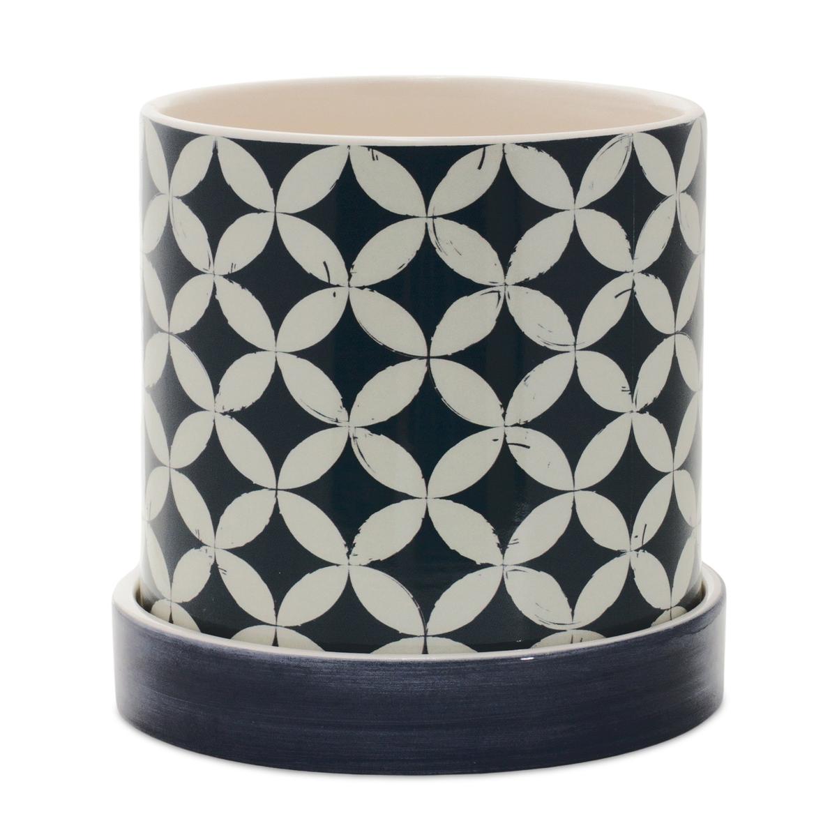 Shop For Blue Geometric and Striped Planter (Set of 2) at Michelle's aDOORable Creations