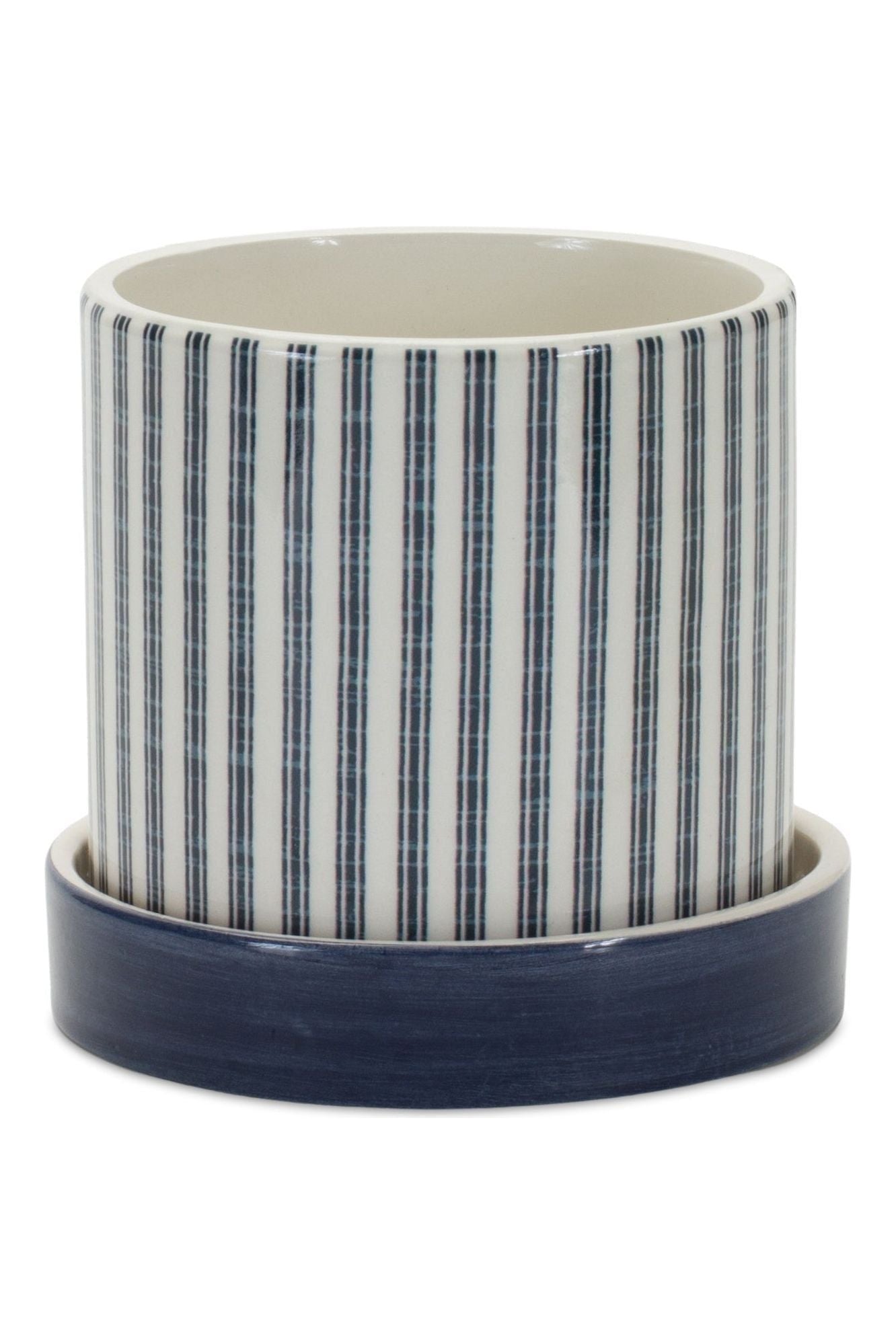 Shop For Blue Geometric and Striped Planter (Set of 2) at Michelle's aDOORable Creations