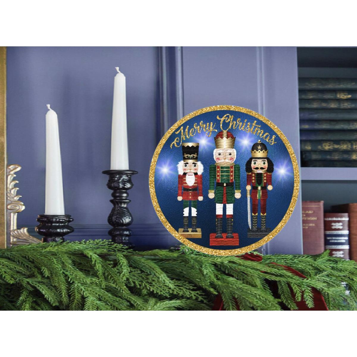 Shop For Blue Nutcracker Merry Christmas Sign - Wreath Enhancement at Michelle's aDOORable Creations
