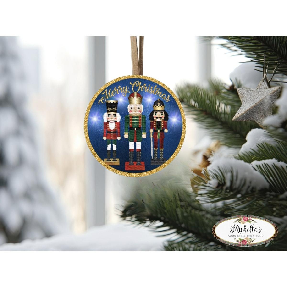 Shop For Blue Nutcracker Merry Christmas Sign - Wreath Enhancement at Michelle's aDOORable Creations