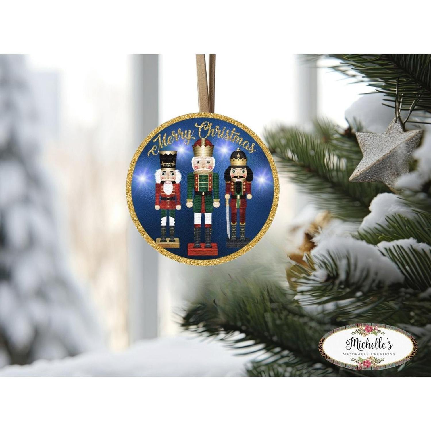 Shop For Blue Nutcracker Merry Christmas Sign - Wreath Enhancement at Michelle's aDOORable Creations