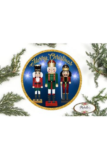 Shop For Blue Nutcracker Merry Christmas Sign - Wreath Enhancement